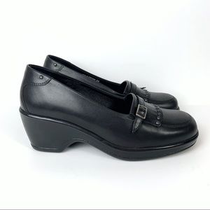 Dansko Kilted Studded Heeled Black Clogs Size 39